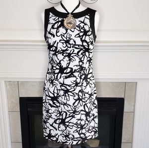 Ronni Nicole White & Black Print Sheath Dress sz 6